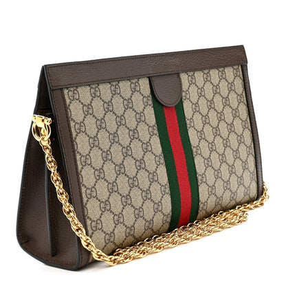 GG Supreme Monogram Web Medium Ophidia Chain Shoulder Bag Brown