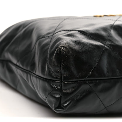 Shiny Calfskin Quilted Chanel 22 Black