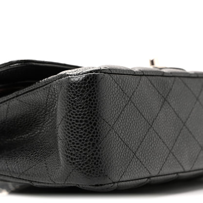 Caviar Quilted Medium Double Flap Black