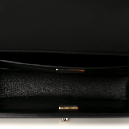 Calfskin Quilted Medium Chain Detail Boy Flap Black