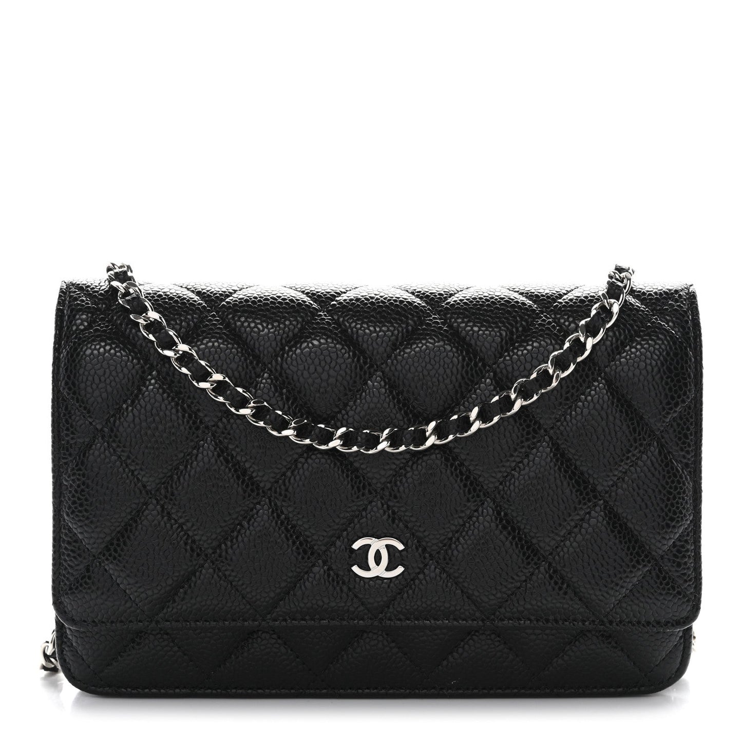 Caviar Quilted Wallet on Chain WOC Black