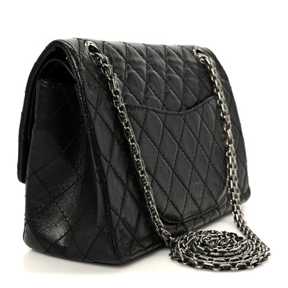 Aged Calfskin Quilted 2.55 Reissue 225 Flap Black