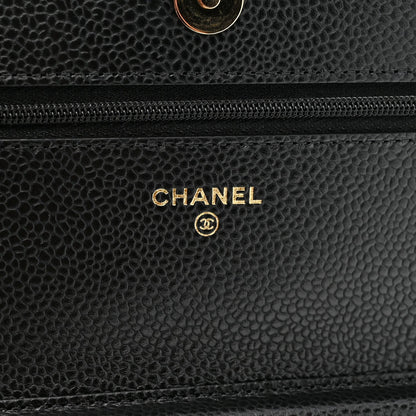 Caviar Quilted Wallet on Chain WOC Black