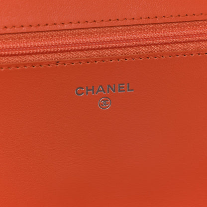 Caviar Quilted Boy Wallet On Chain WOC Orange