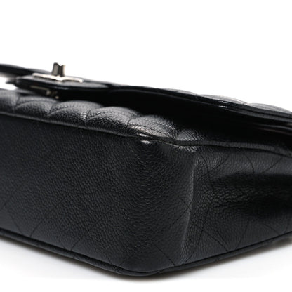 Caviar Quilted Medium Double Flap Black
