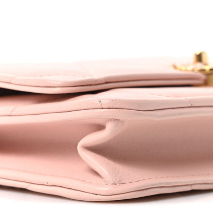 Lambskin Quilted Chanel 19 Wallet On Chain WOC Light Pink