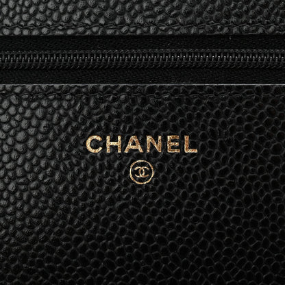 Caviar Quilted Wallet on Chain WOC Black