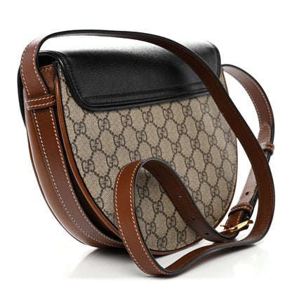 GG Supreme Monogram Calfskin Small Padlock Messenger Shoulder Bag Beige Black Cuir
