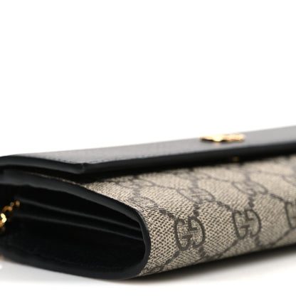 Dollar Calfskin GG Supreme Monogram Petite GG Marmont Wallet Chain Bag Black Beige Ebony