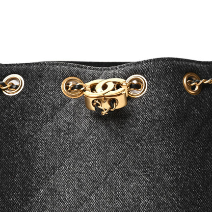 Washed Denim Quilted Mini Chanel 25 Handbag Black