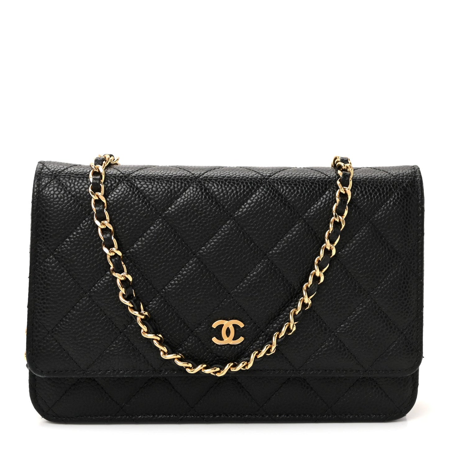 Caviar Quilted Wallet on Chain WOC Black