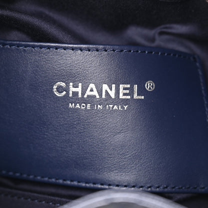 Metallic Caviar Quilted Mini Chanel 25 Handbag Dark Blue