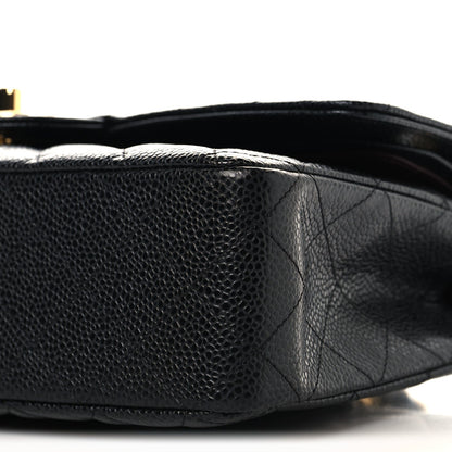 Caviar Quilted Medium Double Flap Black