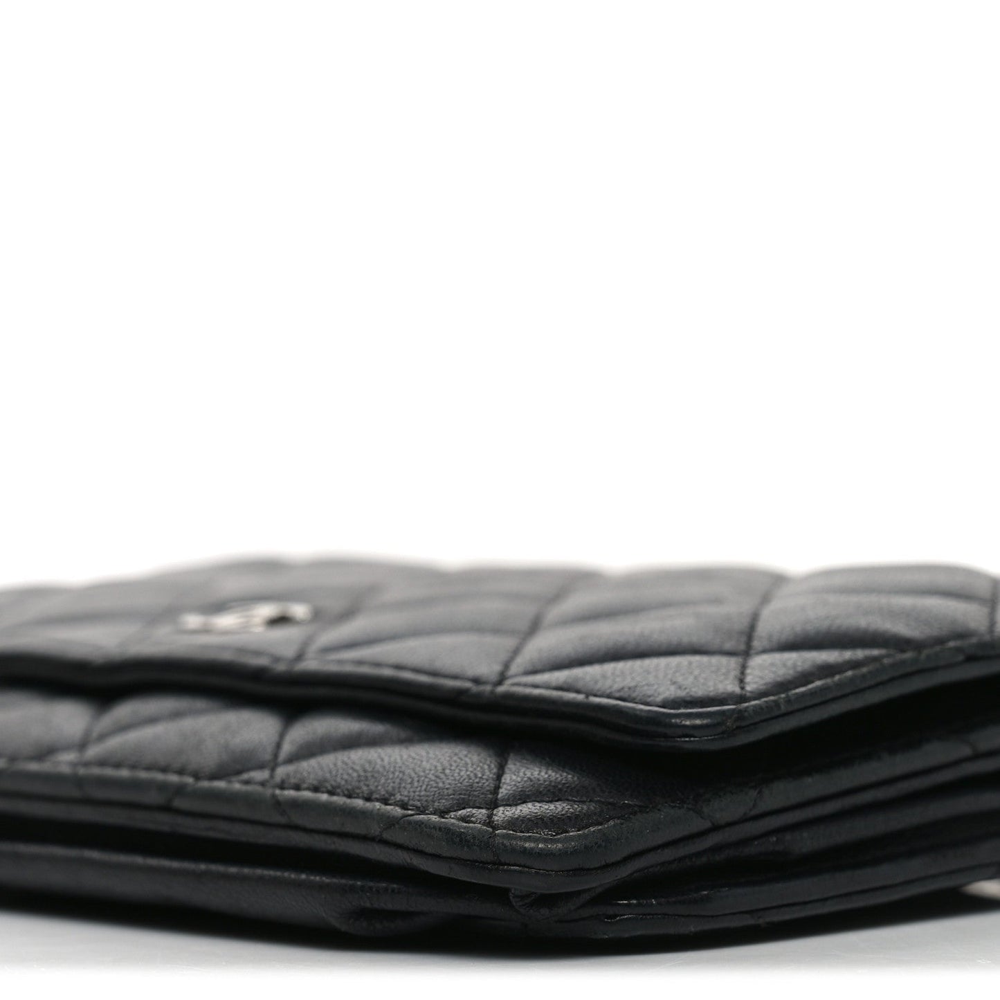 Lambskin Quilted Wallet On Chain WOC Black