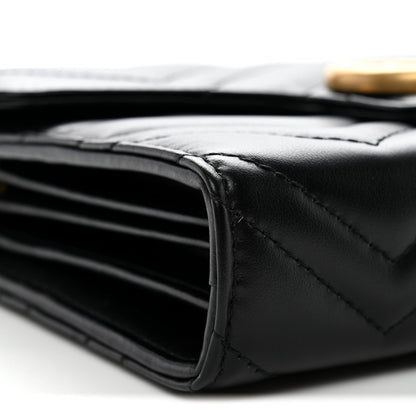 Calfskin Matelasse GG Marmont Chain Wallet Black