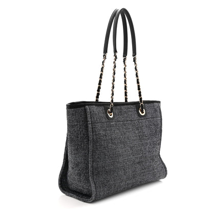 Woven Straw Raffia Small Deauville Tote Blue