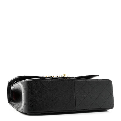 Caviar Quilted Jumbo Double Flap Black