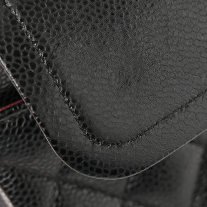 Caviar Quilted Medium Double Flap Black