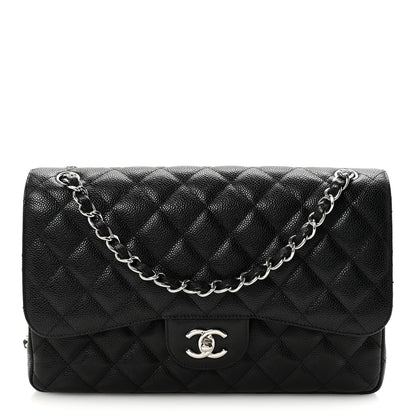 Caviar Quilted Jumbo Double Flap Black
