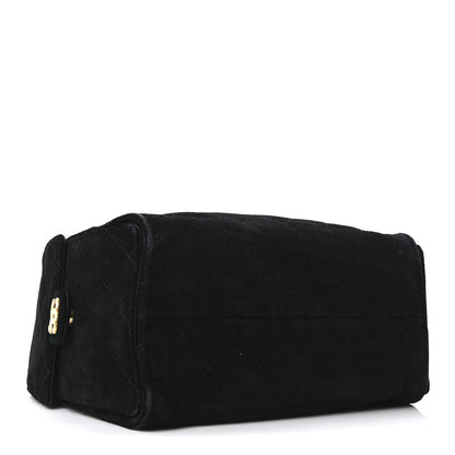 Suede Quilted Small Chanel 25 Handbag Black