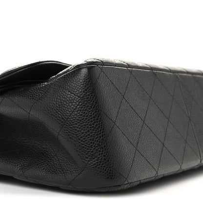 Caviar Quilted Jumbo Double Flap Black