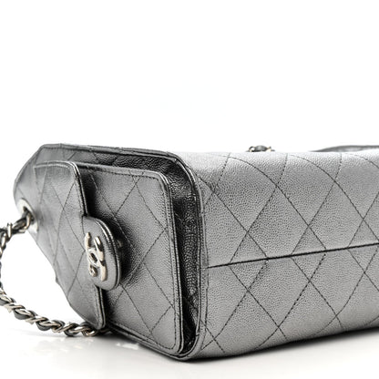Metallic Caviar Quilted Mini Chanel 25 Handbag Anthracite