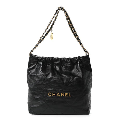 Shiny Calfskin Quilted Small Chanel 22 Black
