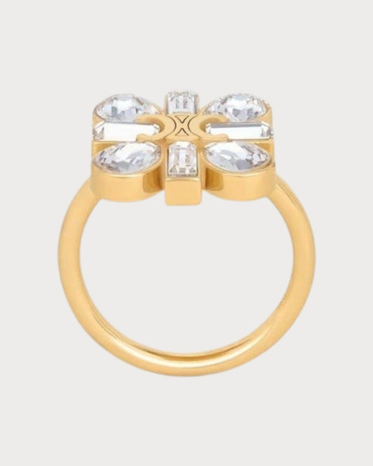 CELINE Daisy Ring Strass & Brass with Gold Finish(2 Colors)