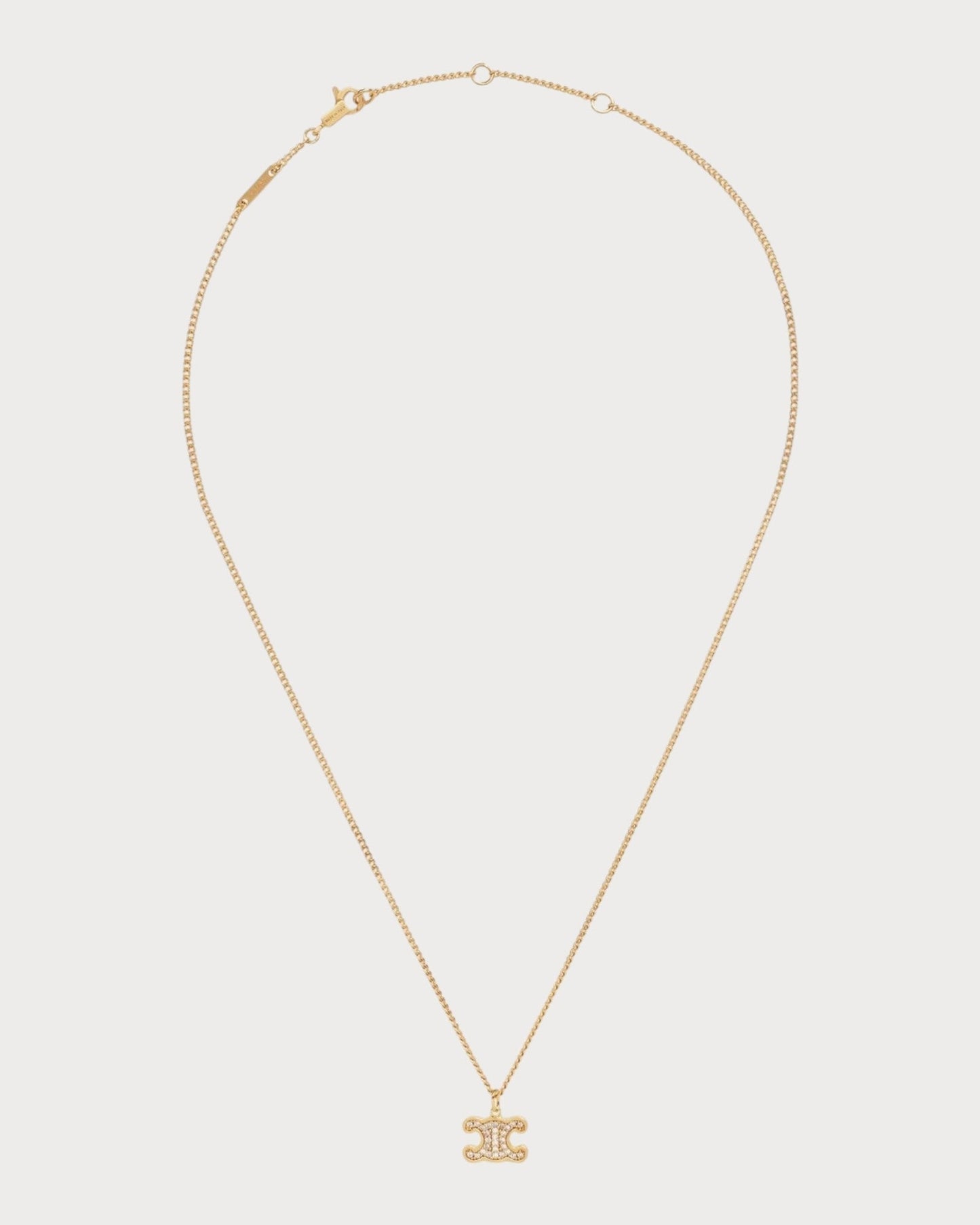 CELINE Triomphe Rhinestone Necklace Brass(2 Colors)
