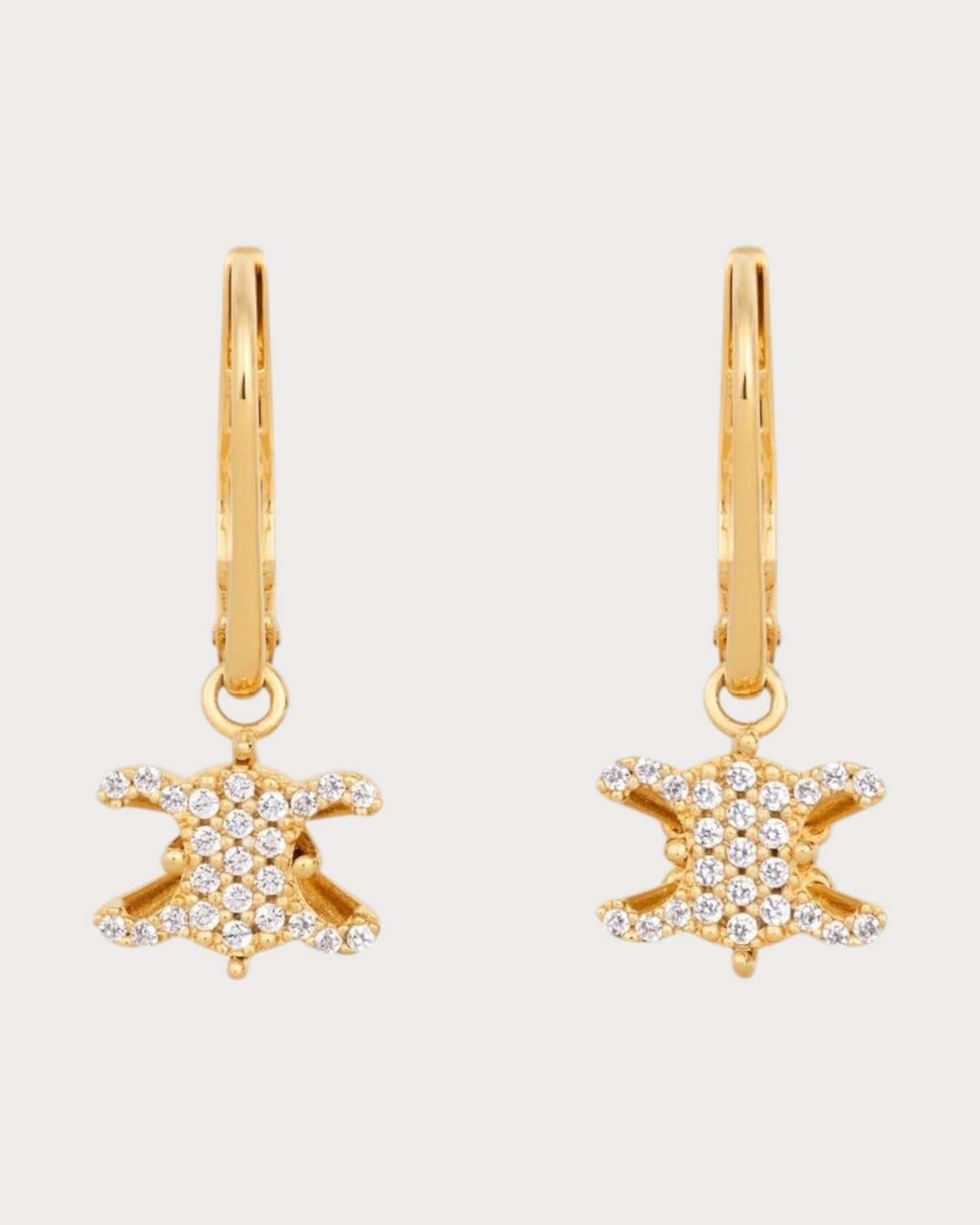 CELINE Triomphe Solitaire Sparkle Earrings Strass & Brass with Gold Finish(Gold)