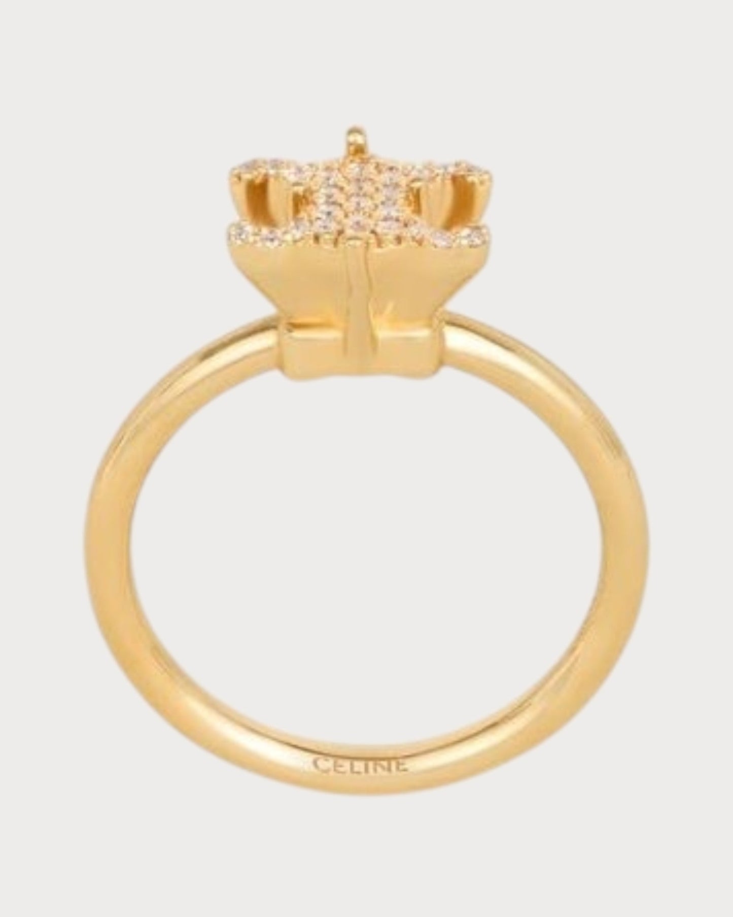 CELINE Triomphe Solitaire Sparkle Ring Strass & Brass with Gold Finish(3 Colors)