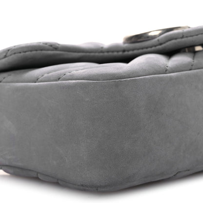 Nubuck Matelasse Mini GG Marmont Shoulder Bag Grey