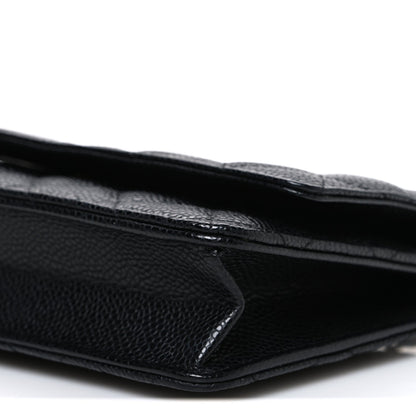 Caviar Quilted Wallet on Chain WOC Black