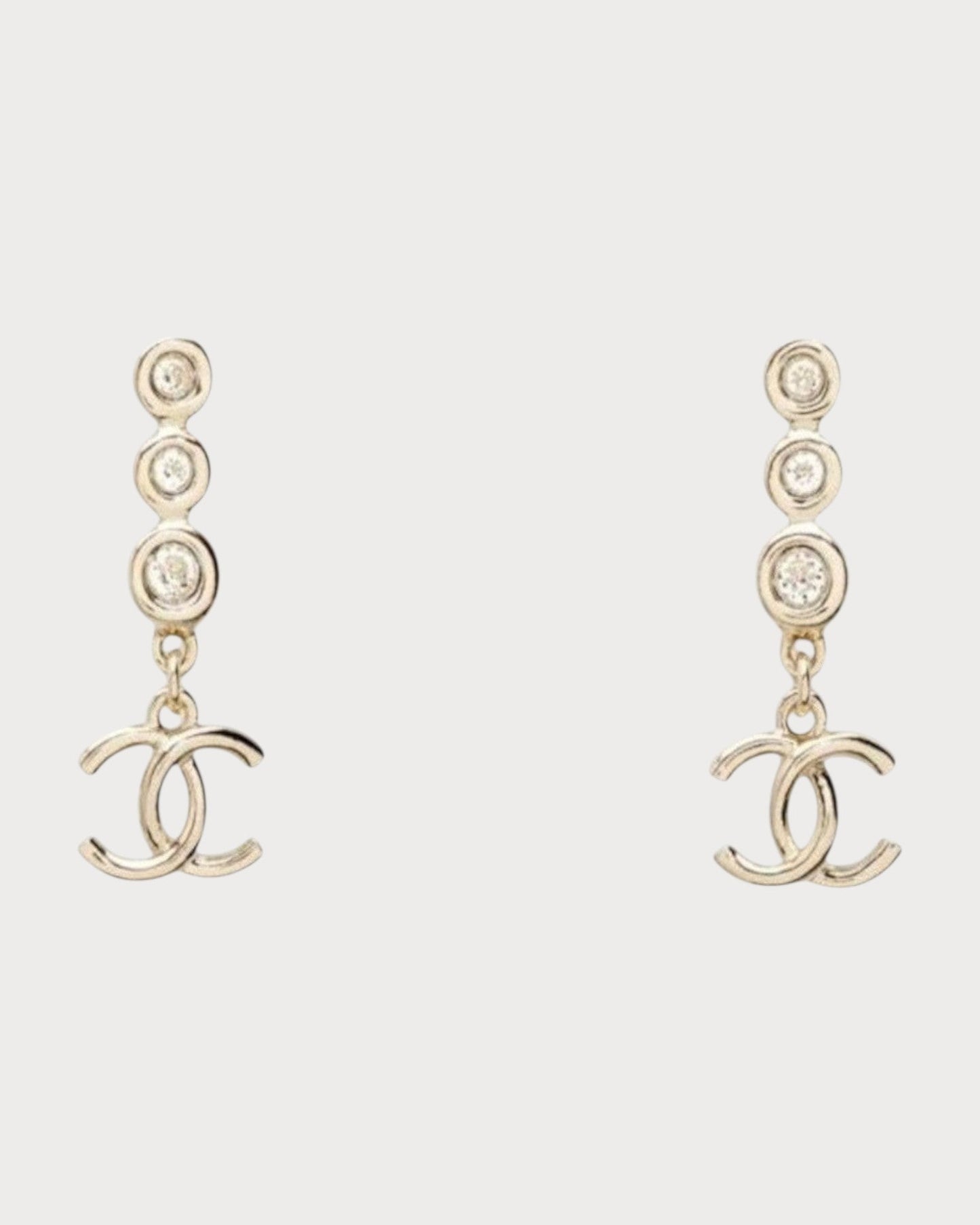 CHANEL ABF862 CC Crystal Clip-on Earrings(Light Gold)