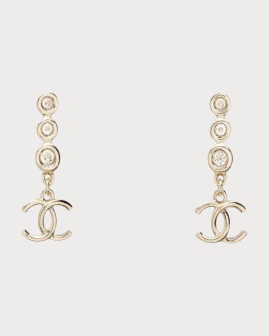 CHANEL ABF862 CC Crystal Clip-on Earrings(Light Gold)