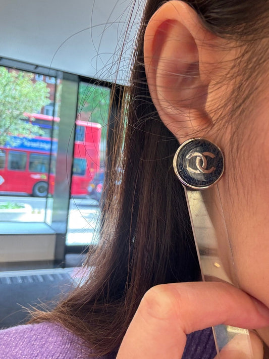 CHANEL Denim CC Earrings(Blue)