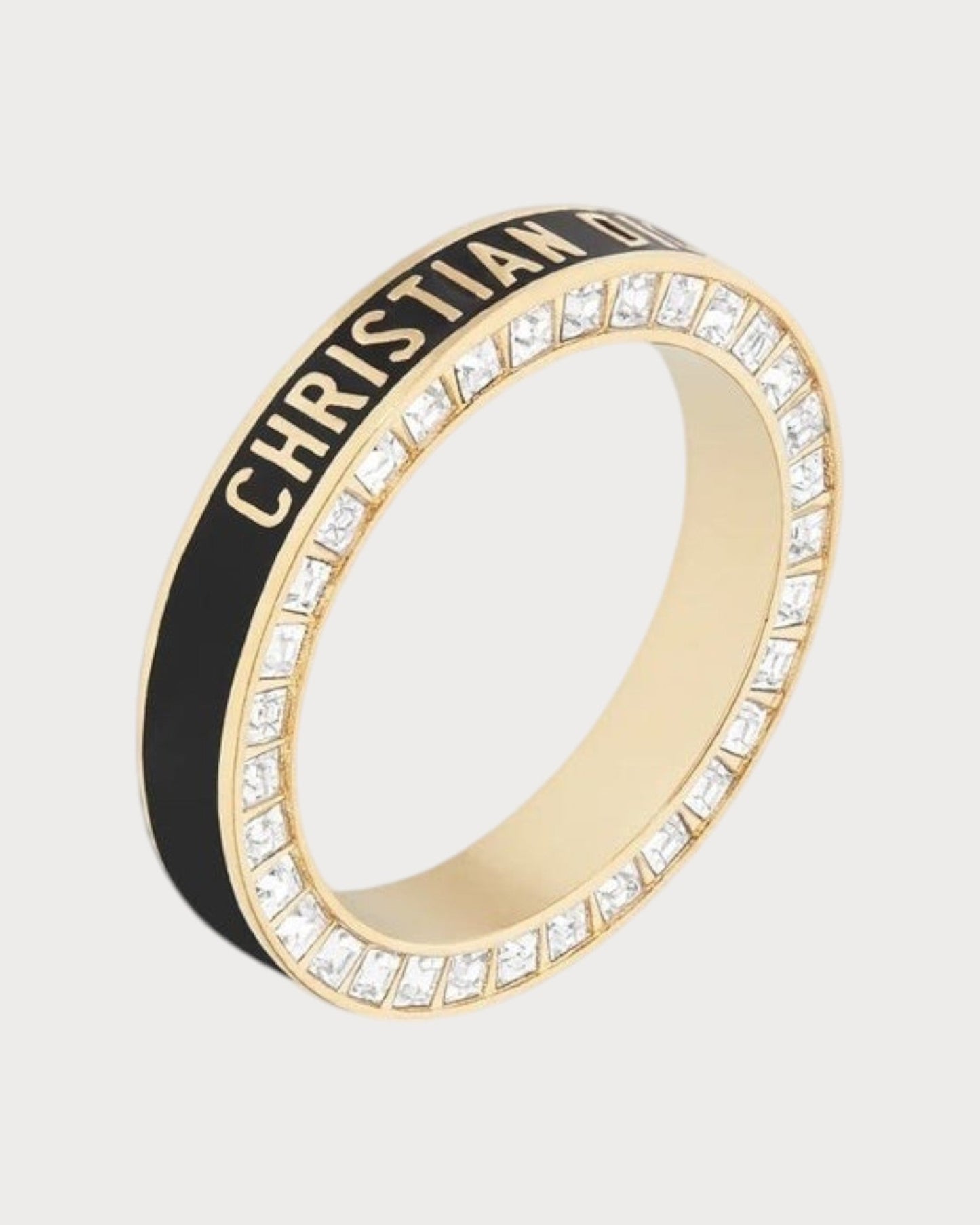 CHRISTIAN DIOR Dior Night Code Ring Gold-Finish Metal with White Crystals(2 Colors)
