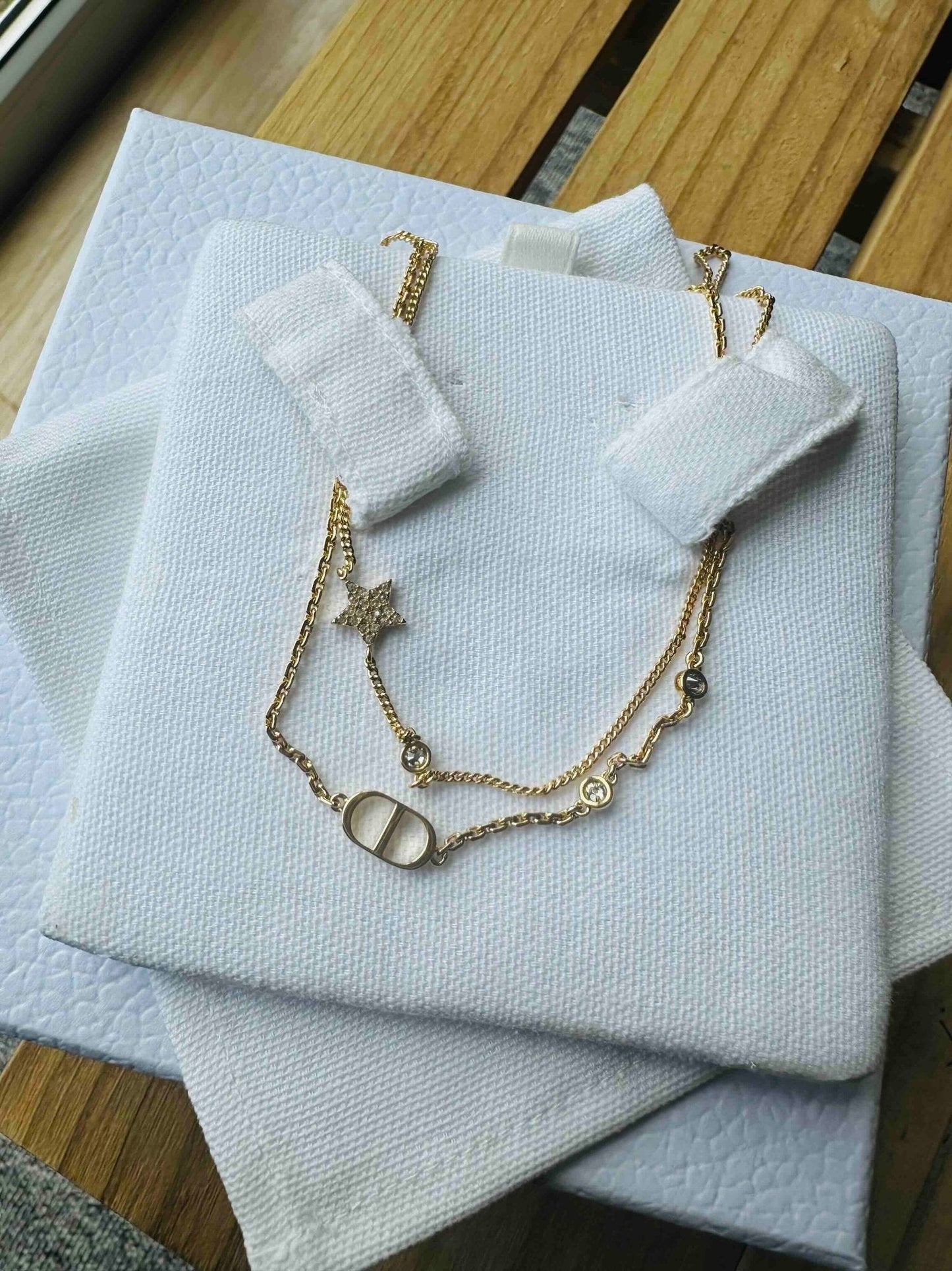 CHRISTIAN DIOR Petit CD Double Necklace Gold-Finish Metal(Gold)