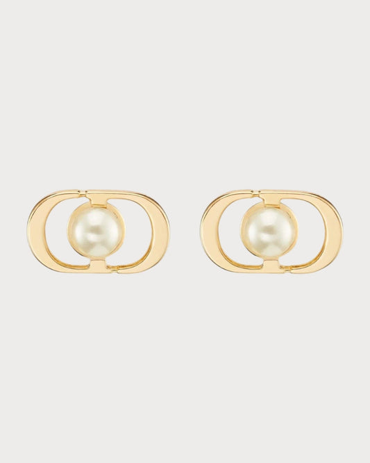 CHRISTIAN DIOR Petit CD Jolie Stud Earrings Gold-Finish Metal(Mini/Gold)