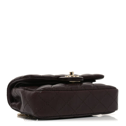 Lambskin Quilted Mini Double Flap With Hook Dark Brown