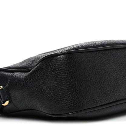 Pebbled Calfskin Small Soho Disco Bag Black