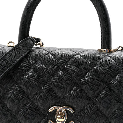 Caviar Quilted Mini Coco Handle Flap Black