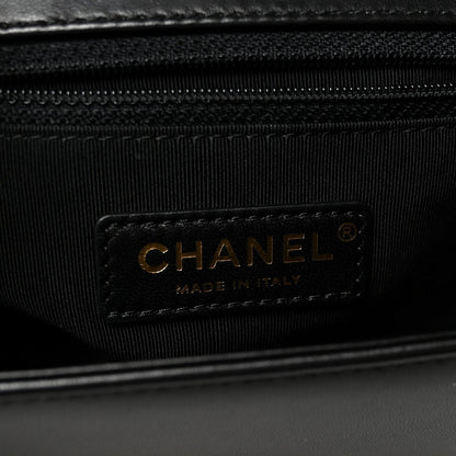 Lambskin Quilted New Medium Boy Flap Black