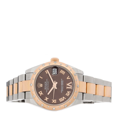 Stainless Steel 18K Everose Gold Diamond 31mm Oyster Perpetual Datejust Watch Chocolate Roman 178341