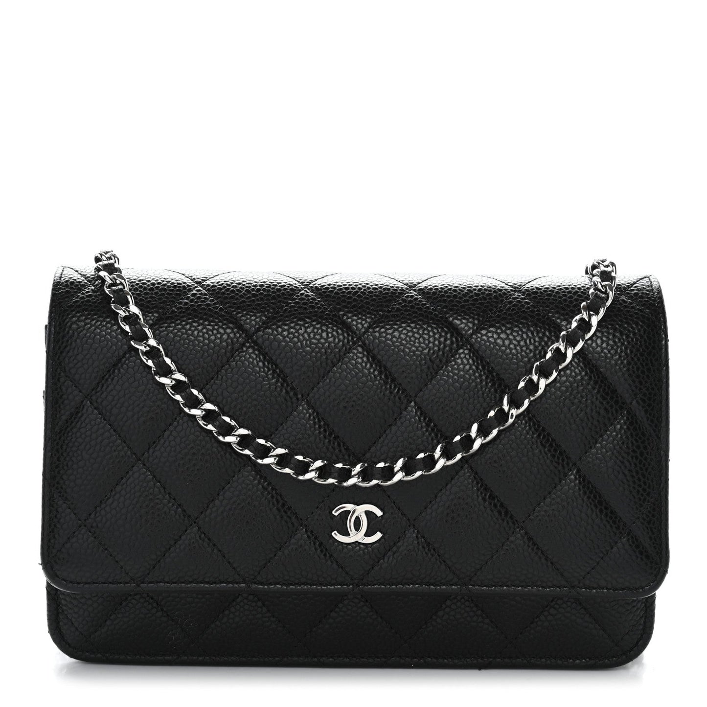Caviar Quilted Wallet on Chain WOC Black