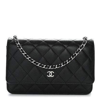 Caviar Quilted Wallet on Chain WOC Black
