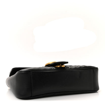 Calfskin Matelasse Small GG Marmont Shoulder Bag Black