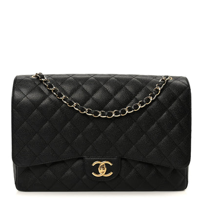 Caviar Quilted Maxi Double Flap Black
