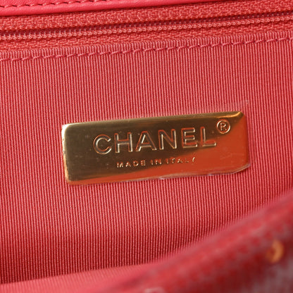 Sequin Quilted Medium Chanel 19 Flap Coral