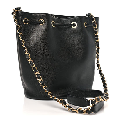 Caviar Deauville Drawstring Bucket Bag Black